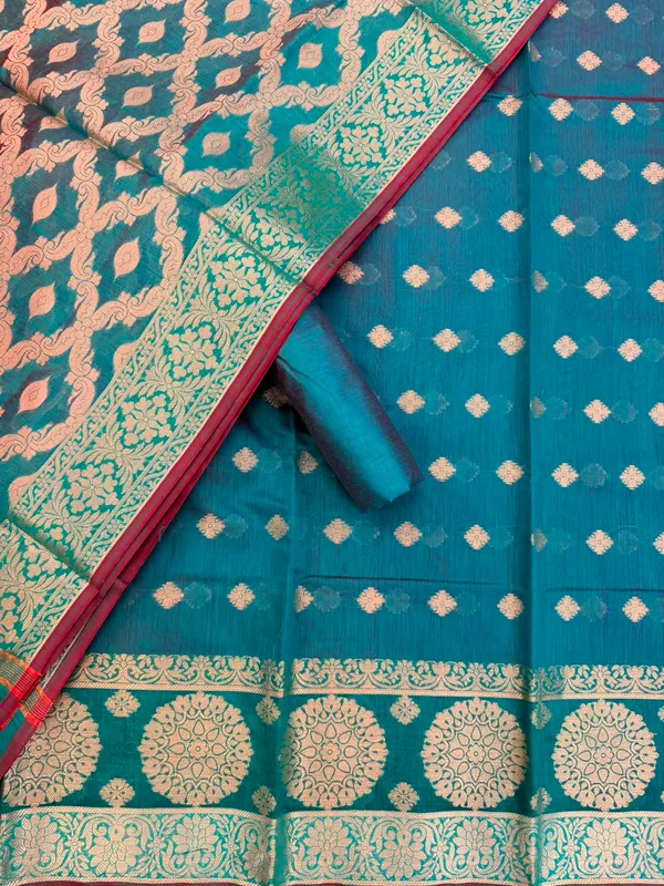 Sea_Green_Banarasi_Women's_Unstitched_Suit_Material_With_Dupatta_For_Women