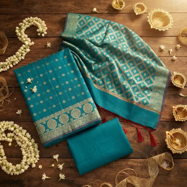 Sea_Green_Banarasi_Women's_Unstitched_Suit_Material_With_Dupatta_For_Women