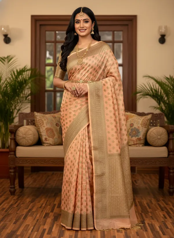 Peach_Banarasi_Kota_Silk_Zari_Weaved_Saree