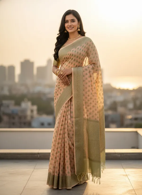 Peach_Banarasi_Kota_Silk_Zari_Weaved_Saree