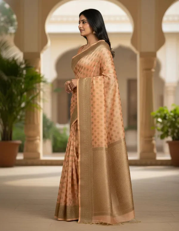 Peach_Banarasi_Kota_Silk_Zari_Weaved_Saree