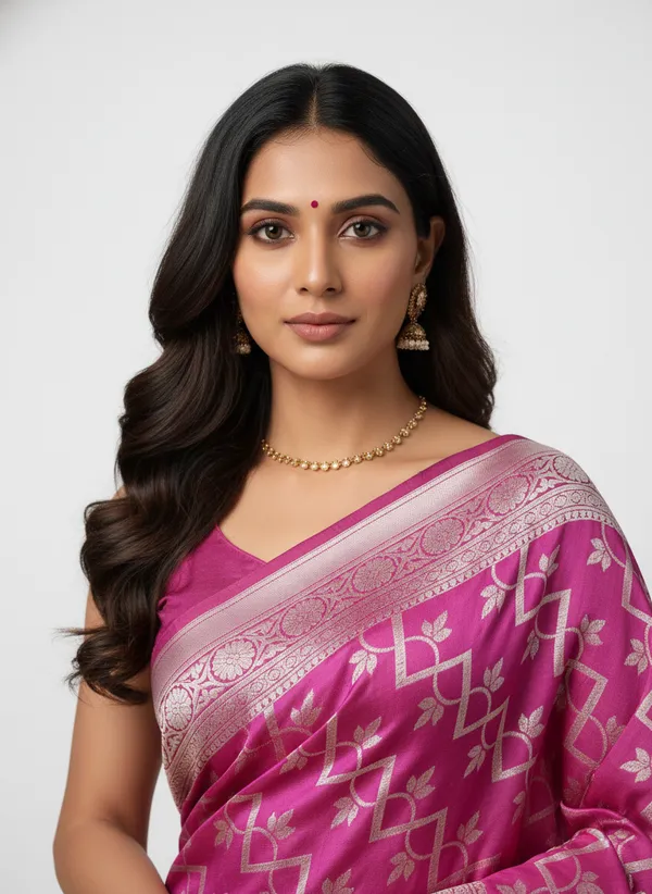 Rani_Pink_Banarasi_Silk_Zari_Weaved_Saree