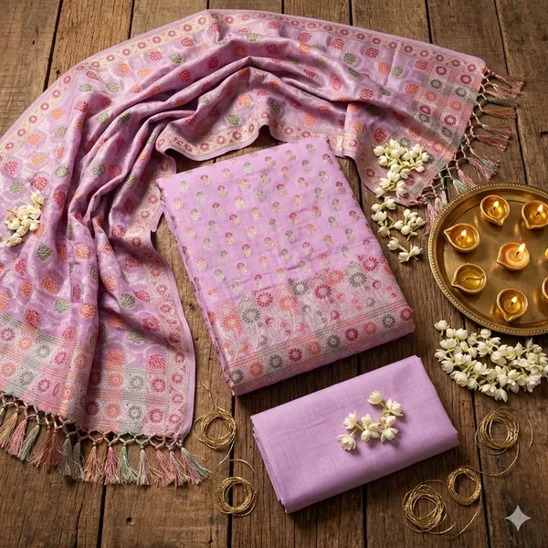 Light_Purple_Unstitched_Suit_Fabric_|_Cotton_Silk_Dress_Material_with_Thread_Weaving