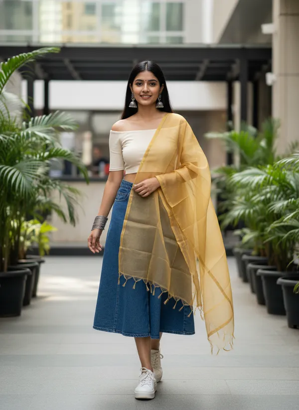 Beige_Banarasi_Plain_Dupatta_with_Zari_Border_for_Women_|_Lightweight_Traditional_Ethnic_Dupatta