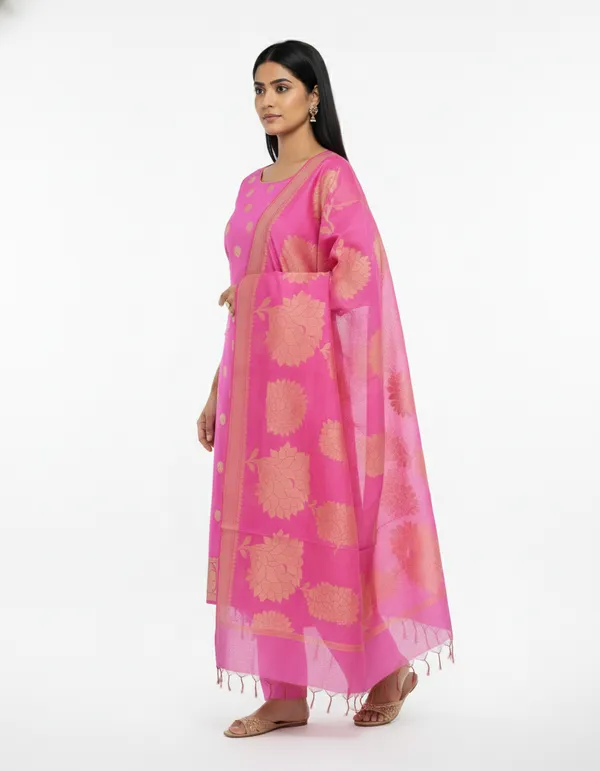 Light_Pink_Banarasi_Women's_Unstitched_Suit_Material_With_Dupatta_For_Women