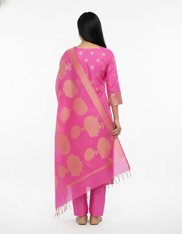 Light_Pink_Banarasi_Women's_Unstitched_Suit_Material_With_Dupatta_For_Women