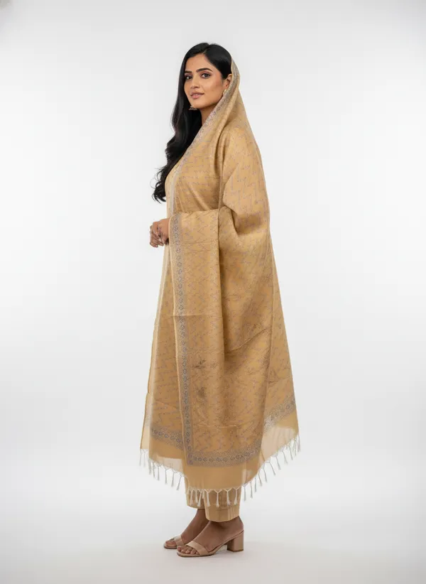 Cream_Banarasi_Mashru_Silk_Unstitched_Suit_Set_with_Dupatta_|_Womens_Festive_Ethnic_Wear