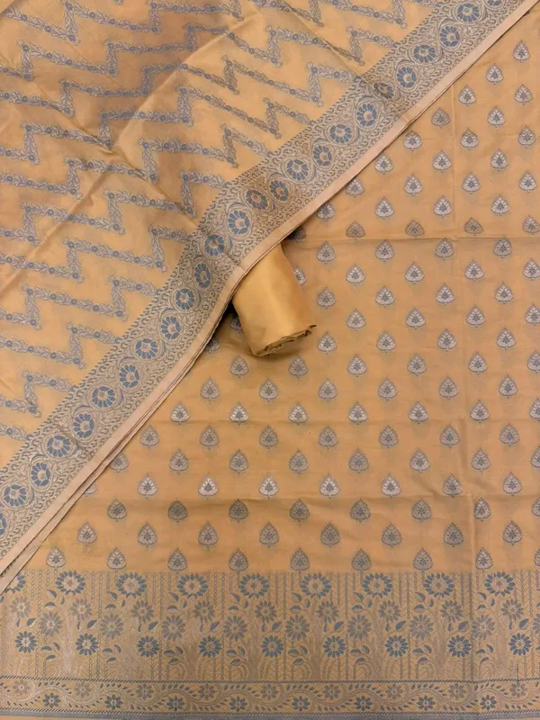 Cream_Banarasi_Mashru_Silk_Unstitched_Suit_Set_with_Dupatta_|_Womens_Festive_Ethnic_Wear