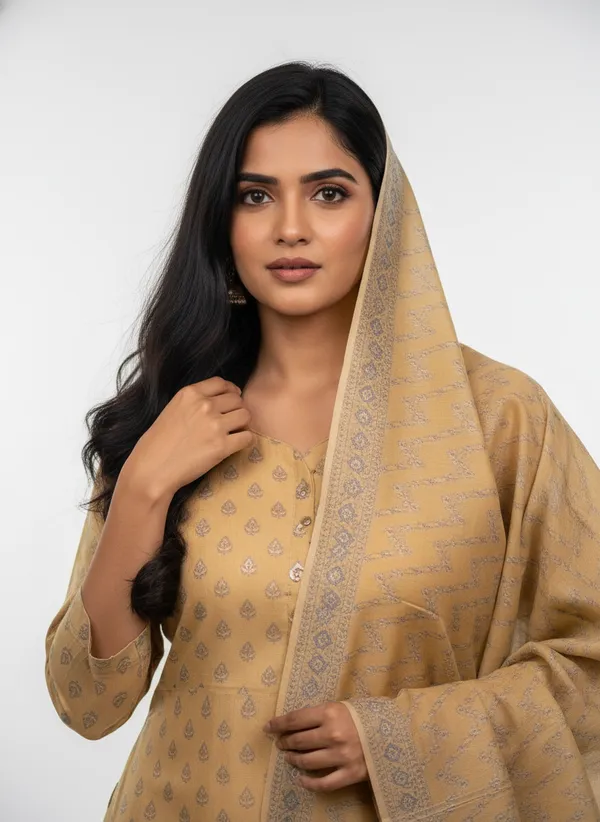 Cream_Banarasi_Mashru_Silk_Unstitched_Suit_Set_with_Dupatta_|_Womens_Festive_Ethnic_Wear