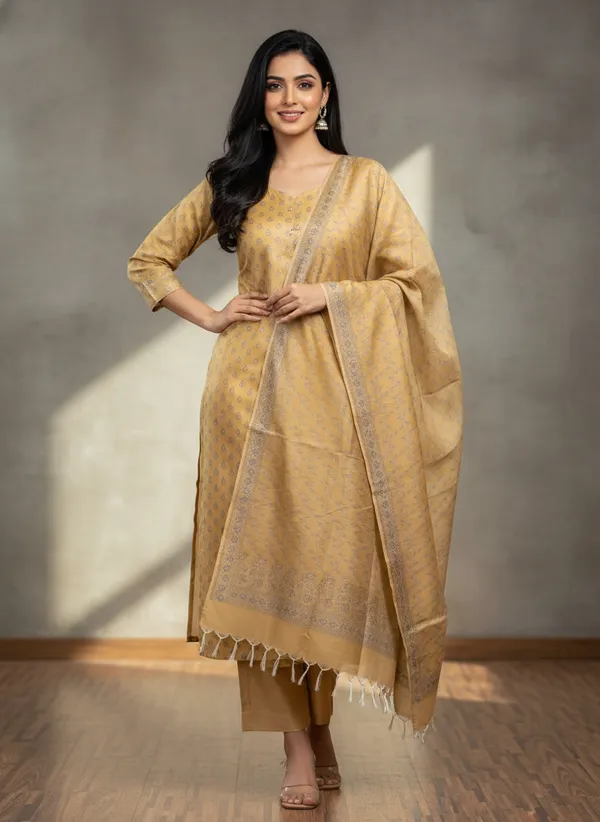 Cream_Banarasi_Mashru_Silk_Unstitched_Suit_Set_with_Dupatta_|_Womens_Festive_Ethnic_Wear
