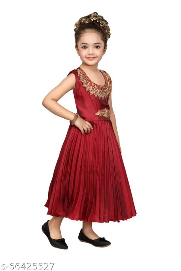 Maroon_Premium_Silk_Blend_Frocks_Dress_For_Kids_Girls