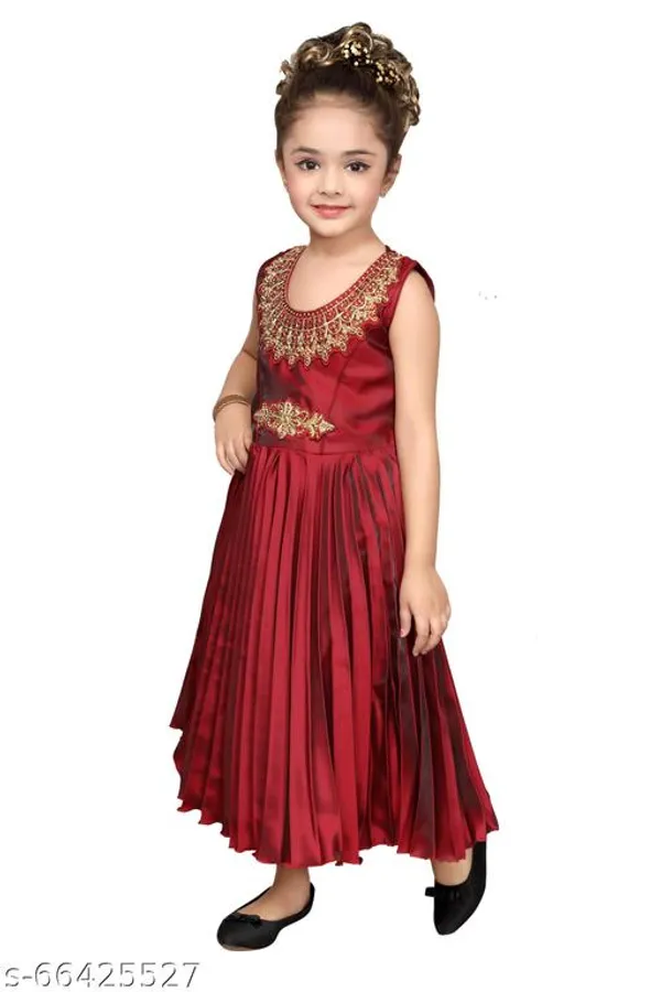 Maroon_Premium_Silk_Blend_Frocks_Dress_For_Kids_Girls