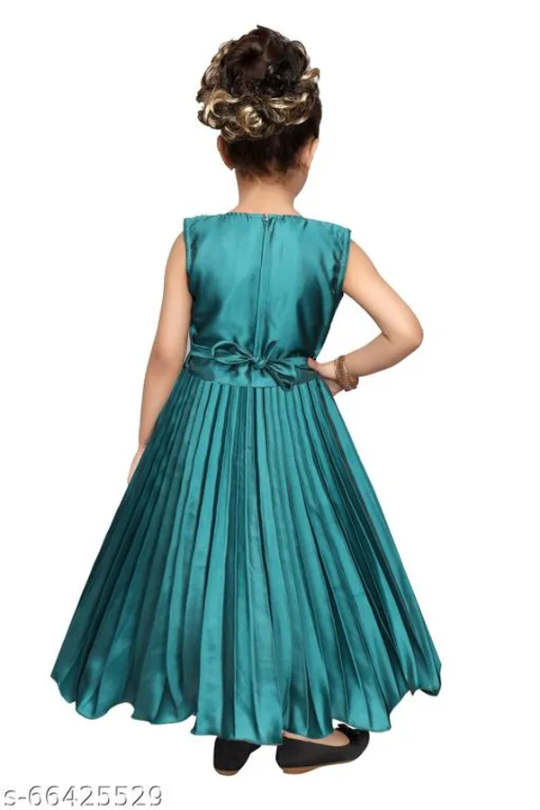 Teal_Premium_Silk_Blend_Gowns_For_Kids_Girls