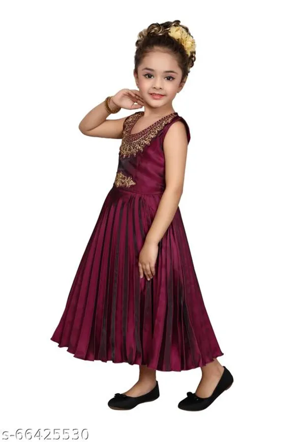 Maroon_Premium_Silk_Blend_Gowns_For_Kids_Girls