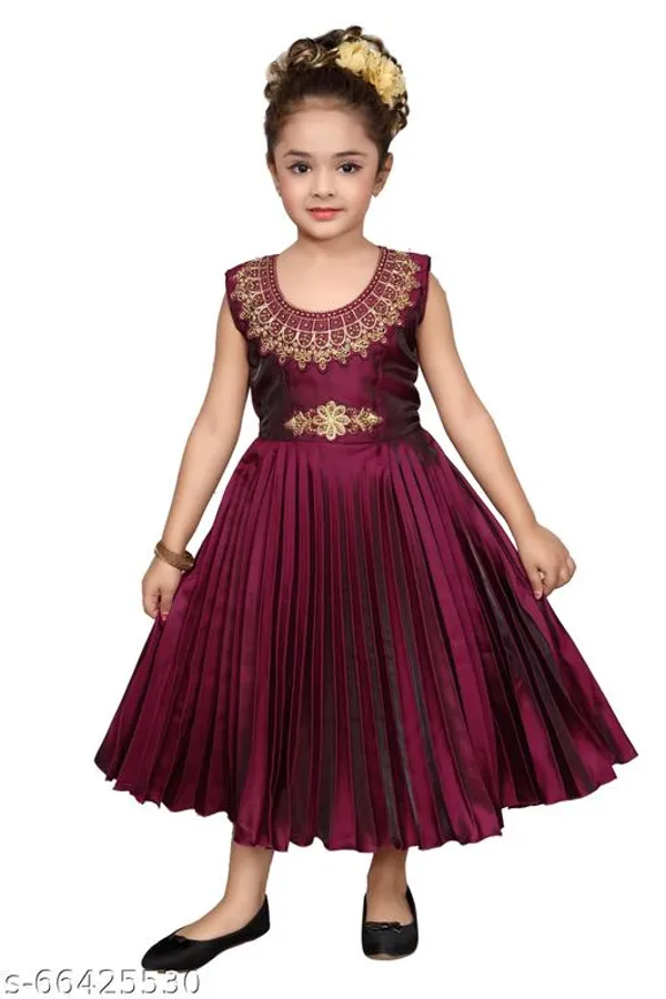 Maroon_Premium_Silk_Blend_Gowns_For_Kids_Girls