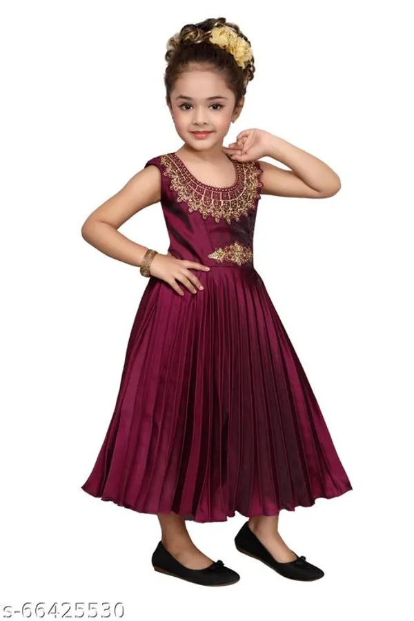 Maroon_Premium_Silk_Blend_Gowns_For_Kids_Girls