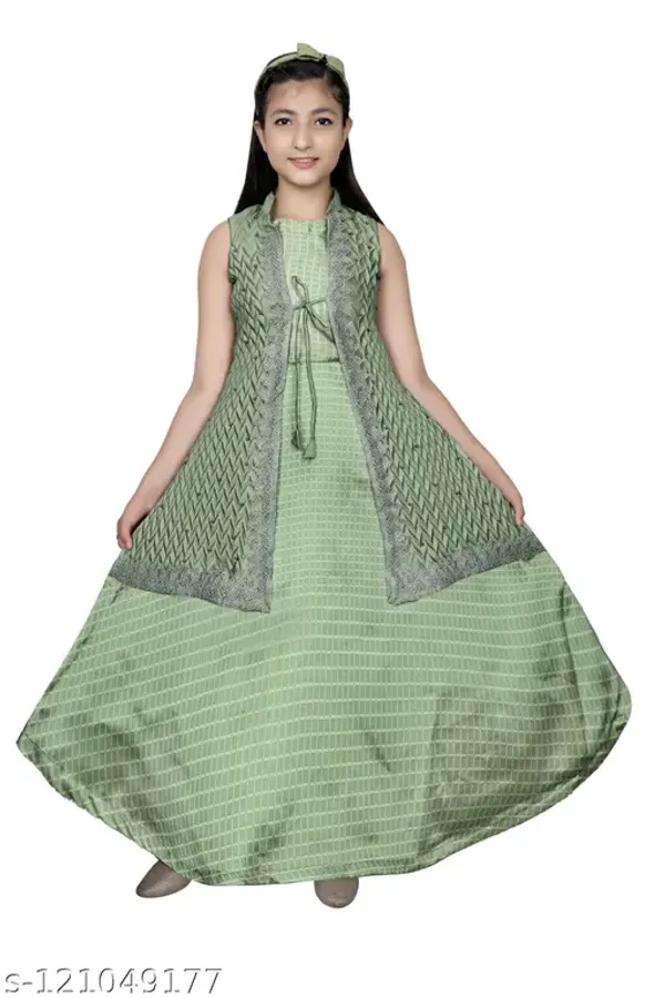 Green_Premium_Silk_Blend_Frocks_Dress_For_Kids_Girls