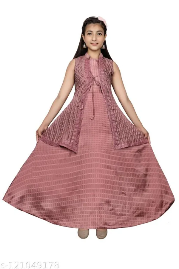 Peach_Premium_Silk_Blend_Frocks_Dress_For_Kids_Girls