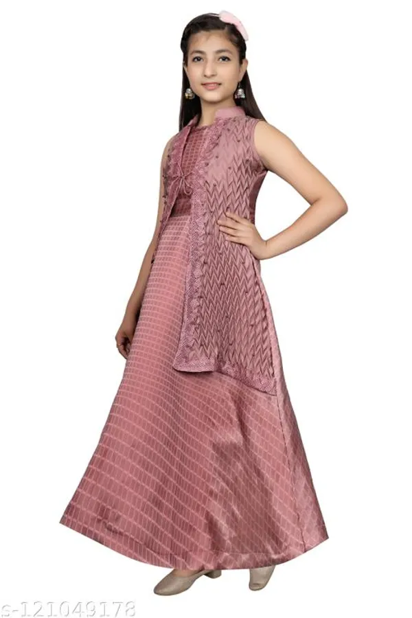 Peach_Premium_Silk_Blend_Frocks_Dress_For_Kids_Girls