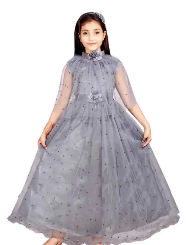 grey_Premium_Net_party__Dress_For_Kids_Girls