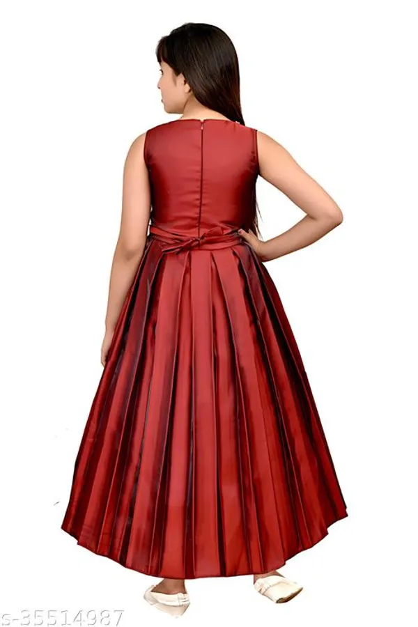 Maroon_Premium_Silk_Blend_Frocks_Dress_For_Kids_Girls