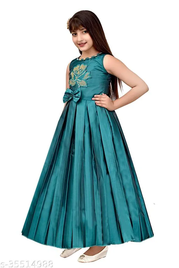 Teal_Premium_Net_Frocks_Dress_For_Kids_Girls