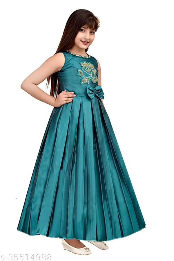 Teal_Premium_Net_Frocks_Dress_For_Kids_Girls