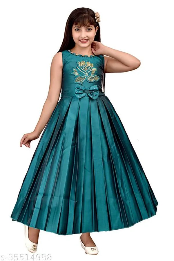 Teal_Premium_Net_Frocks_Dress_For_Kids_Girls