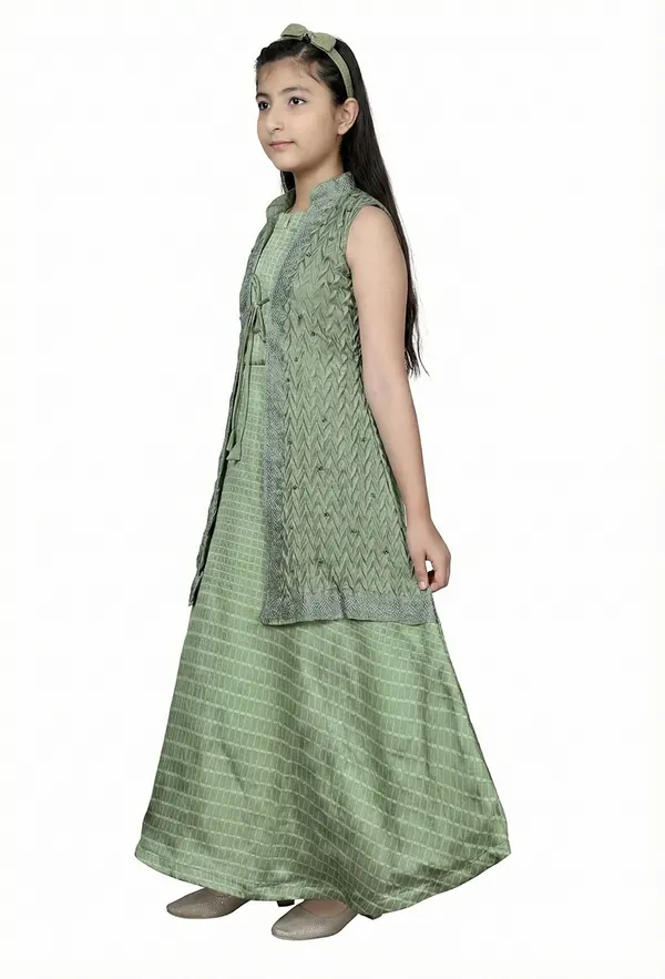 Green_Premium_Silk_Blend_Frocks_Dress_For_Kids_Girls