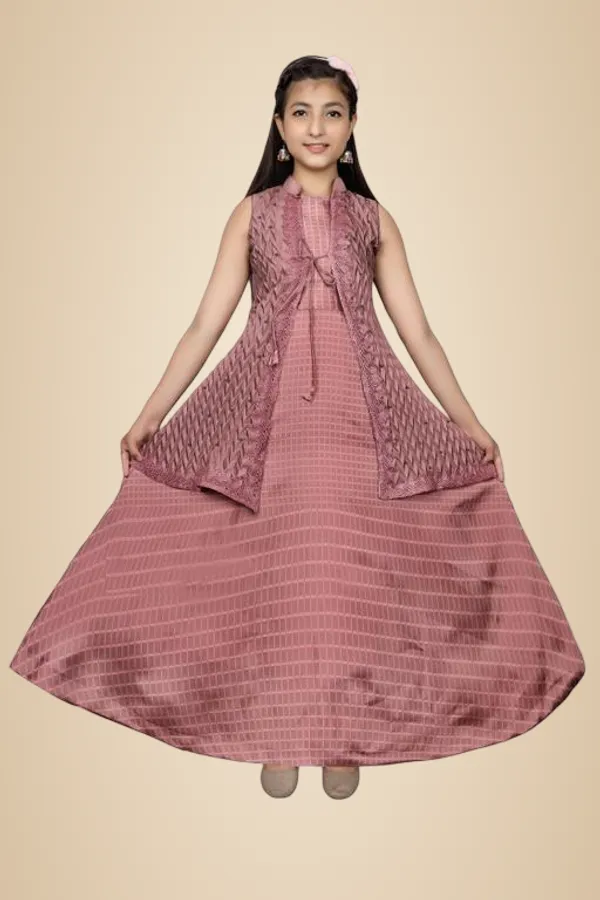 Peach_Premium_Silk_Blend_Frocks_Dress_For_Kids_Girls