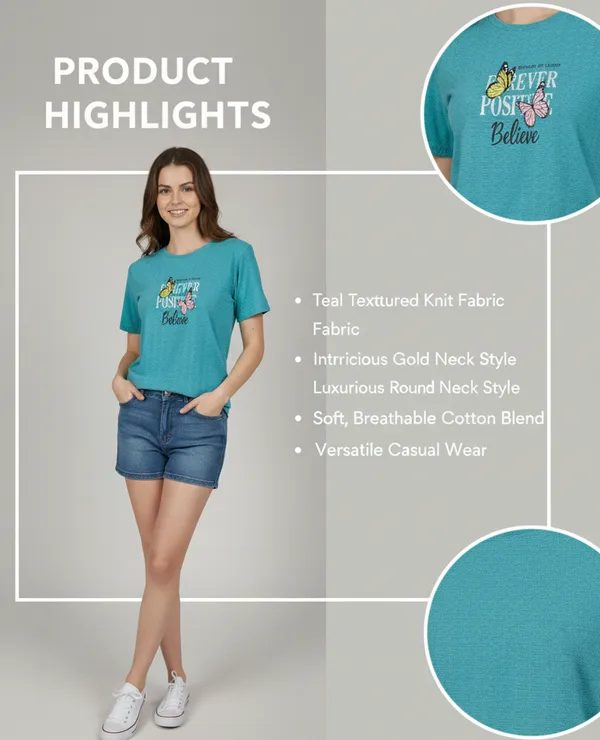 Blue_Casual_T-Shirt_Summer_Wear_Popcorn_Fabric_For_Women