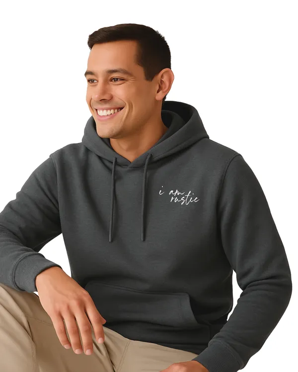Charcoal_Grey_I_Am_Rustic_Graphic_Print_Hoodie_For_Unisex