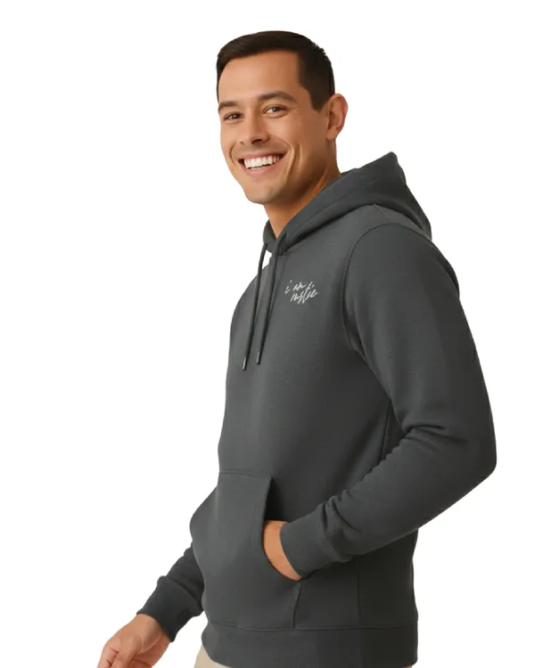 Charcoal_Grey_I_Am_Rustic_Graphic_Print_Hoodie_For_Unisex