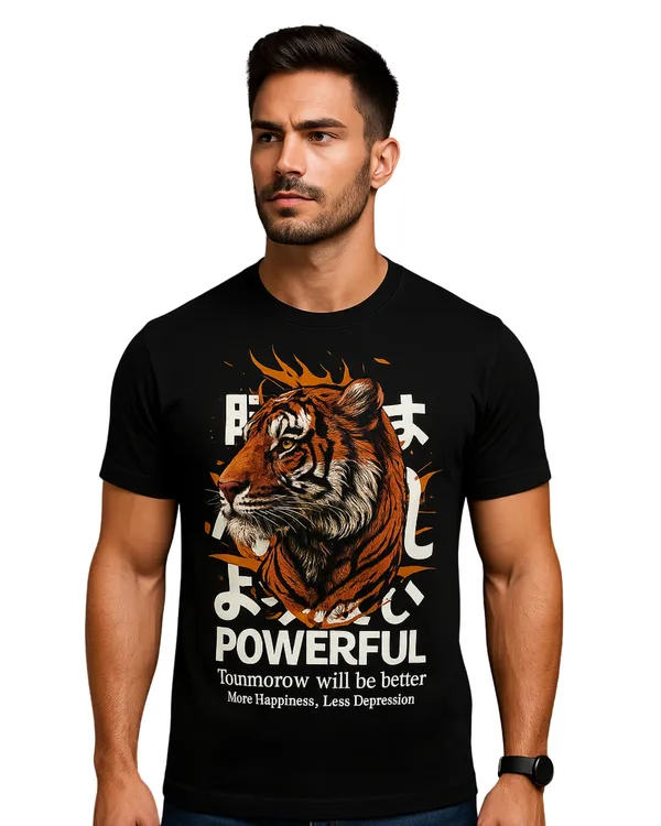 Black_Powerful_Graphic_Print_Round_Neck_T-Shirt_For_Men