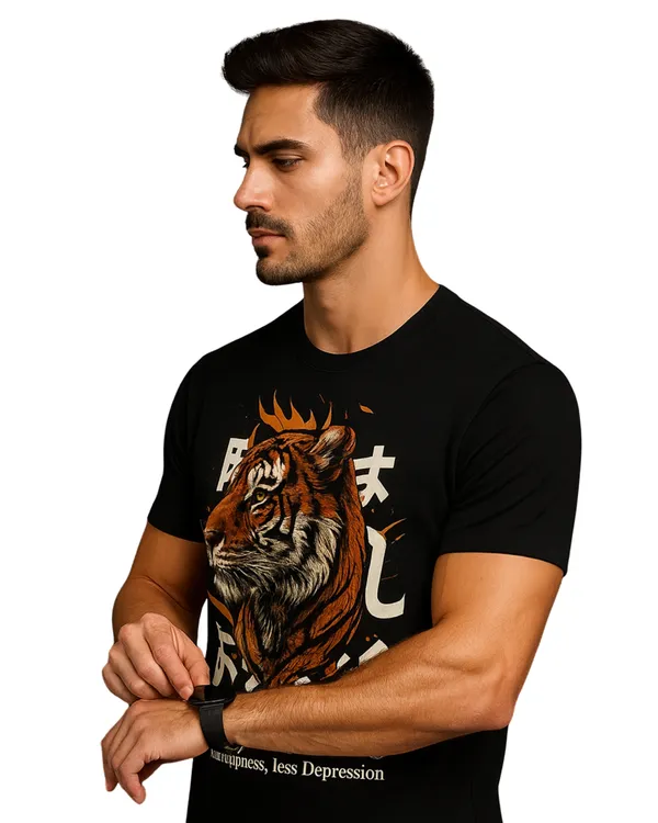 Black_Powerful_Graphic_Print_Round_Neck_T-Shirt_For_Men