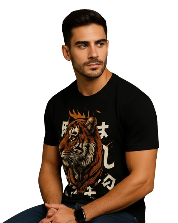 Black_Powerful_Graphic_Print_Round_Neck_T-Shirt_For_Men