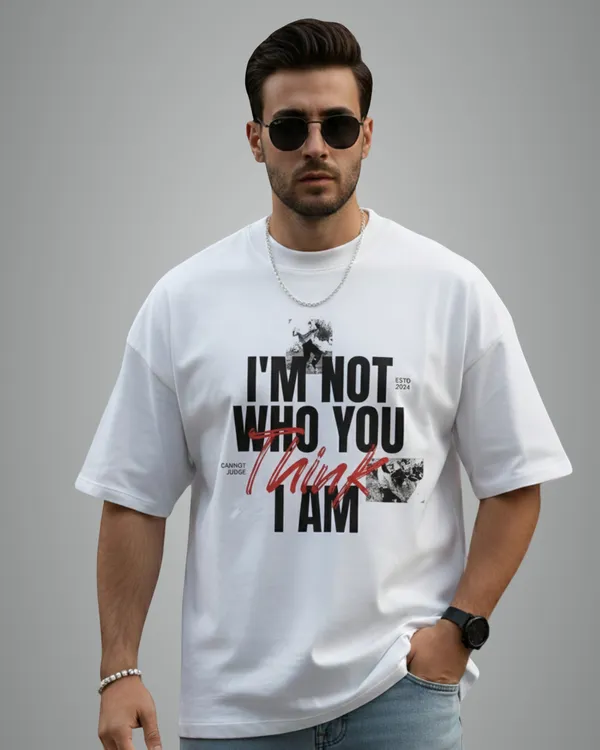 White_I_Am_Not_Graphic_Print_Oversized_T-Shirt_For_Unisex