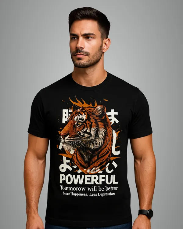 Black_Powerful_Graphic_Print_Round_Neck_T-Shirt_For_Men
