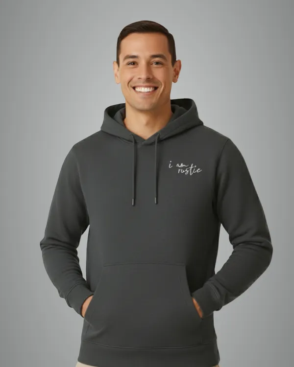 Charcoal_Grey_I_Am_Rustic_Graphic_Print_Hoodie_For_Unisex