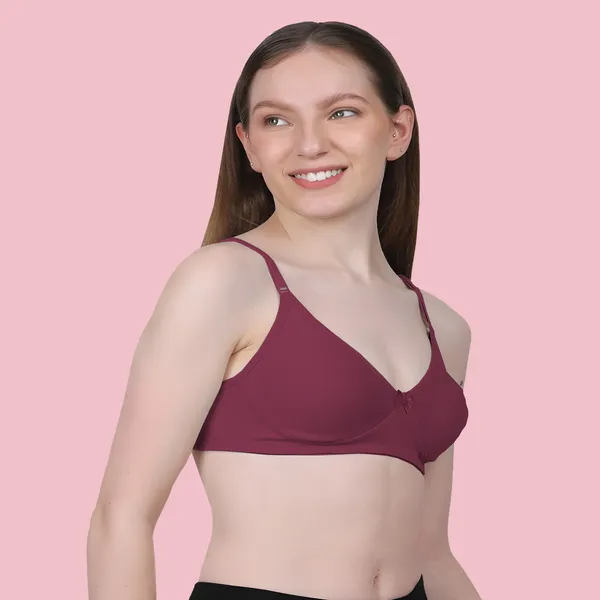 Magenta_Cotton_Blend_Comfirt_Fit_Non_Padded_&_Wire-Free_Seamless_Bra_For_Women