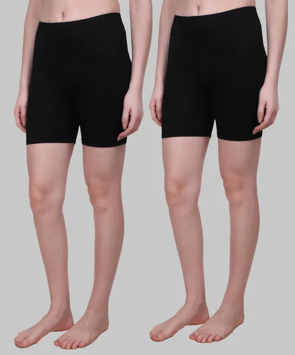 Arise_Beauty_Solid_Black_Spandex_Cycling/Gym_Shorts_Pack_of_2