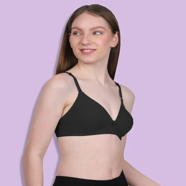 Black_Spandex_Smooth_Stretch_Non_Padded_&_Wire-Free_Bra_For_Women