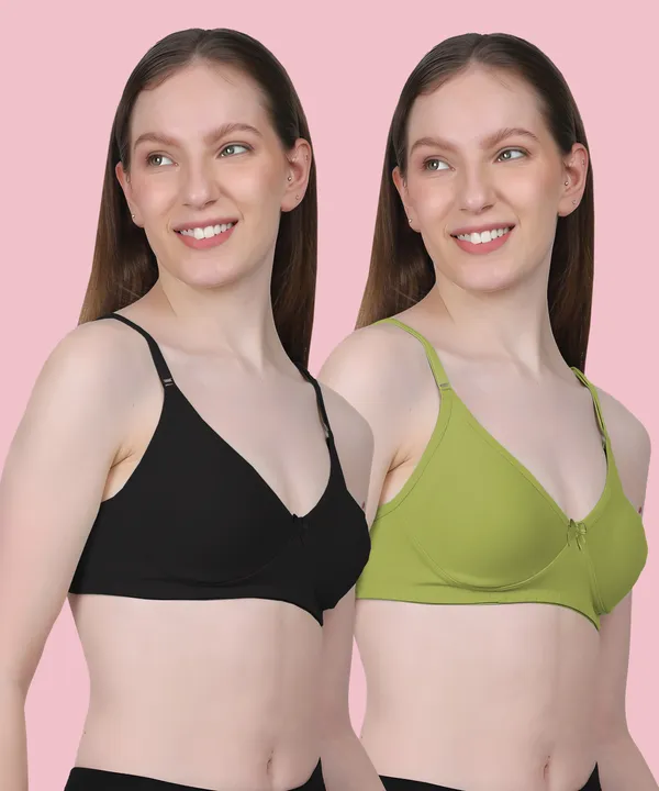 Arise_Beauty_Comfirt_Fit_Combo_(Black/M-Green)_T-shirt_Bra,_Non_Padded,_Wire-free