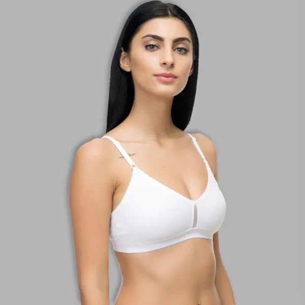 White_Cotton_Blend_Airflow_Non-Padded_&_Wire-Free_Sports_Bra_For_Women
