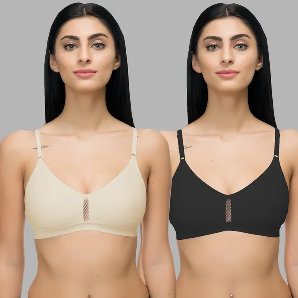 Arise_Beauty_AirFlow_Combo_(Beige/Black)_Sports_Bra,_non-padded,_wire-free