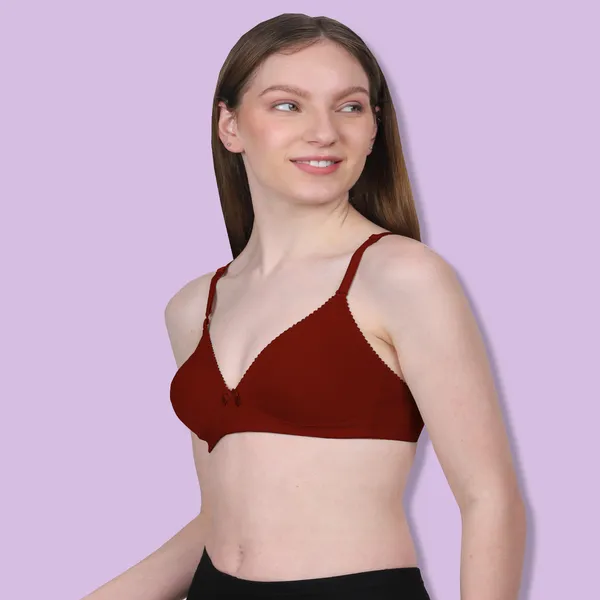 Maroon_Spandex_Smooth_Stretch_Non_Padded_&_Wire-Free_Bra_For_Women