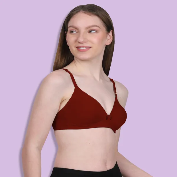 Maroon_Spandex_Smooth_Stretch_Non_Padded_&_Wire-Free_Bra_For_Women