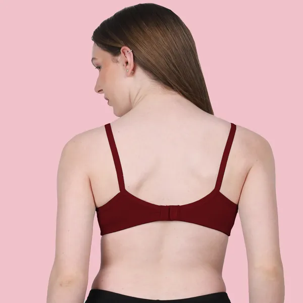 Maroon_Cotton_Blend_Comfirt_Fit_Non_Padded_&_Wire-Free_Seamless_Bra_For_Women