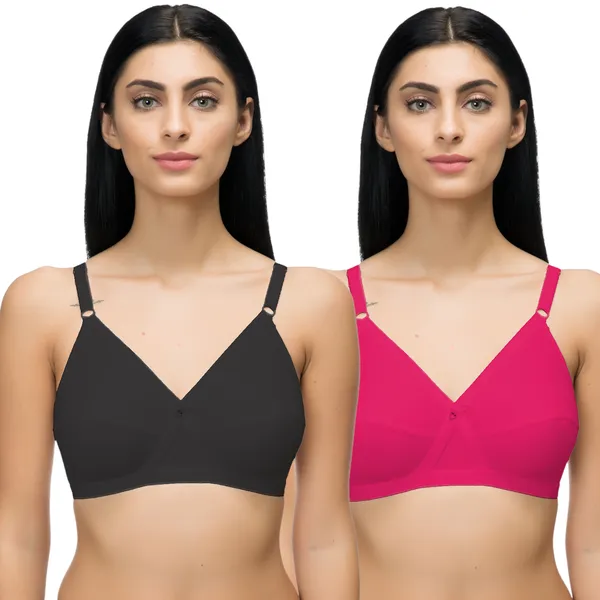 Arise_Beauty_full_coverage_Combo_(Black/Deep-pink),_non_padded,_wire_free,_hosiery_Bra