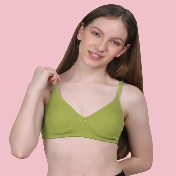 Mustard_Green_Cotton_Blend_Comfirt_Fit_Non_Padded_&_Wire-Free_Seamless_Bra_For_Women